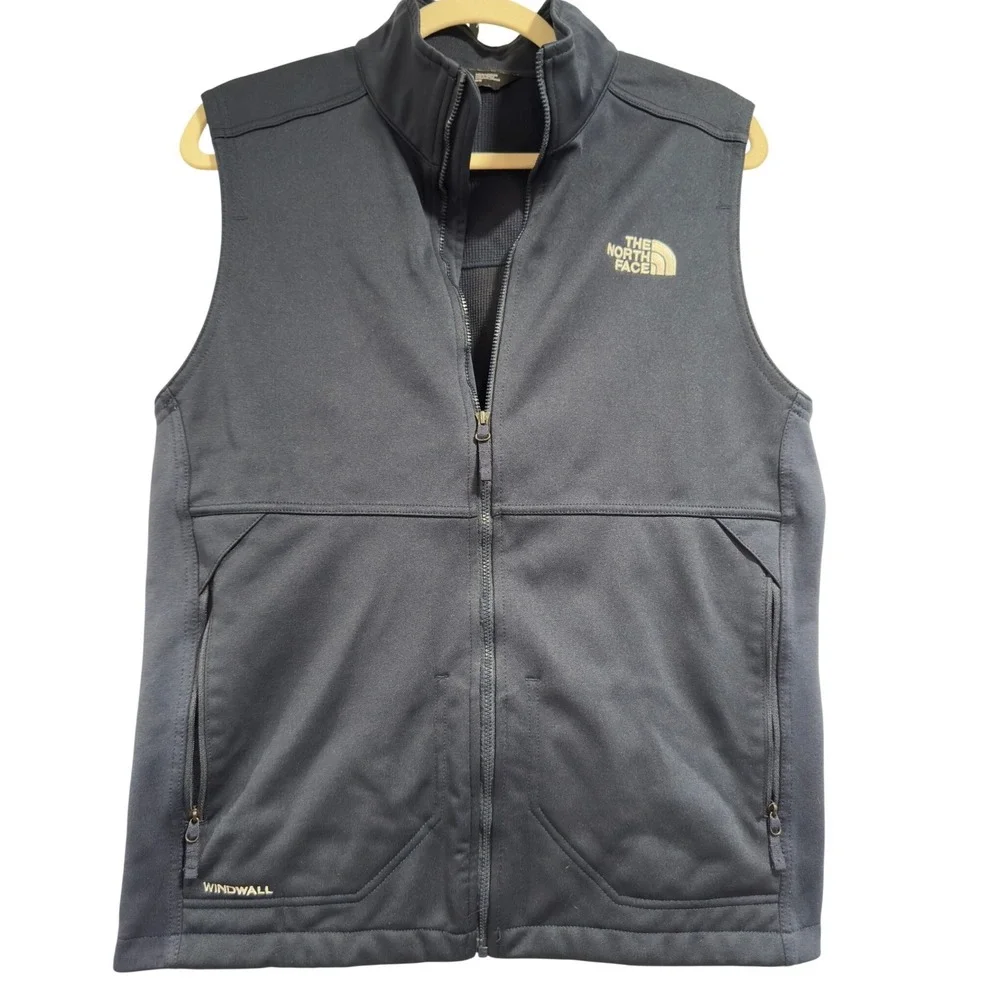 The North Face Navy WindWall Vest Mens Medium Black Softshell Full Zip